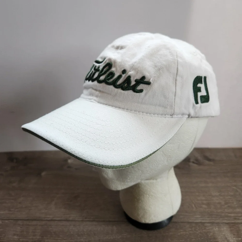 Titleist FootJoy FJ Golf White Green Strapback Adjustable Baseball Hat Cap READ